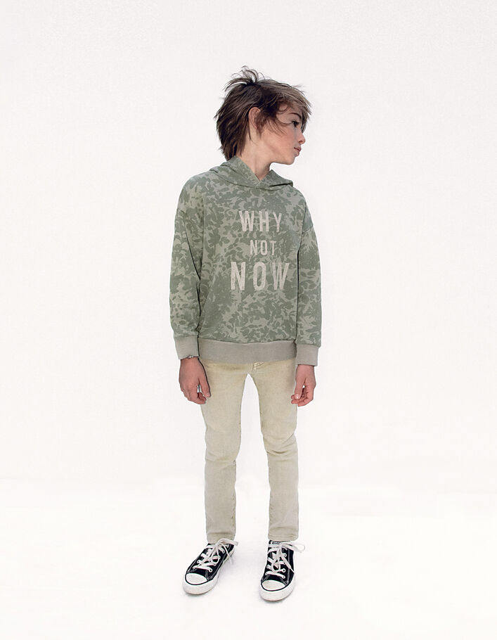 Boys’ khaki leaf camouflage motif hoodie - IKKS