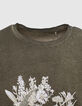 Tee-shirt kaki à tête de mort végétalisée Homme-5