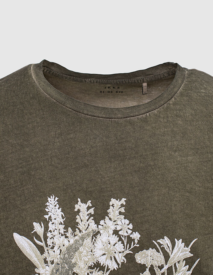 Khaki Herren-T-Shirt aus mit Pflanzen-Totenkopf - IKKS