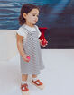 Ensemble robe ray&eacute;e et T-shirt &eacute;cru b&eacute;b&eacute; fille-1