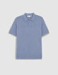 Polo manches courtes bleu coton flamm&eacute; Homme-6