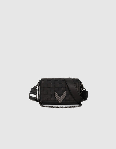 Schwarze Damentasche 111 TORINO aus geflochtenem Leder