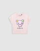 Roze T-shirt bio lovertjes TAMAGOTCHI x IKKS meisjes-1