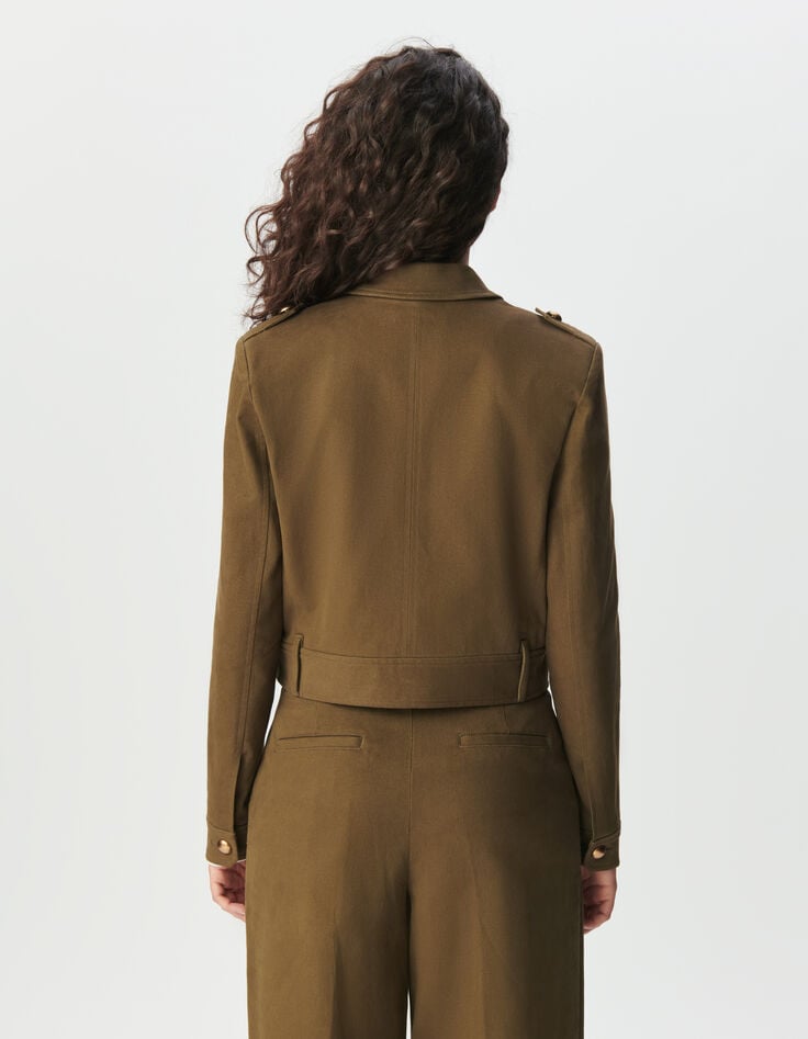 Women’s khaki gabardine short jacket-3 Women’s khaki gabardine short jacket-3