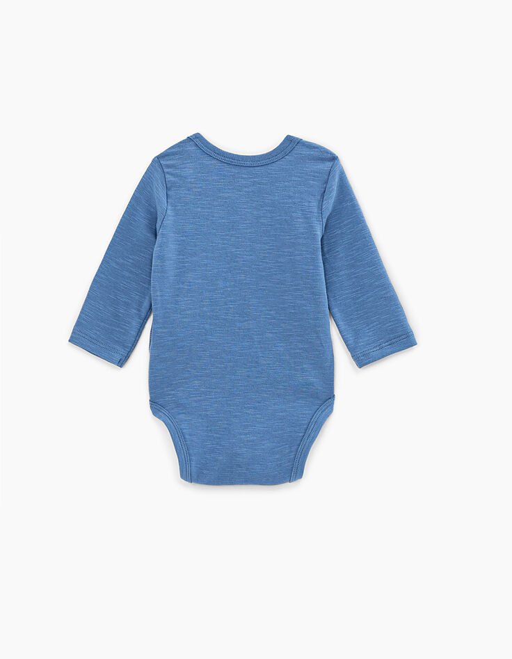Body bleu à personnaliser en coton bio bébé-3