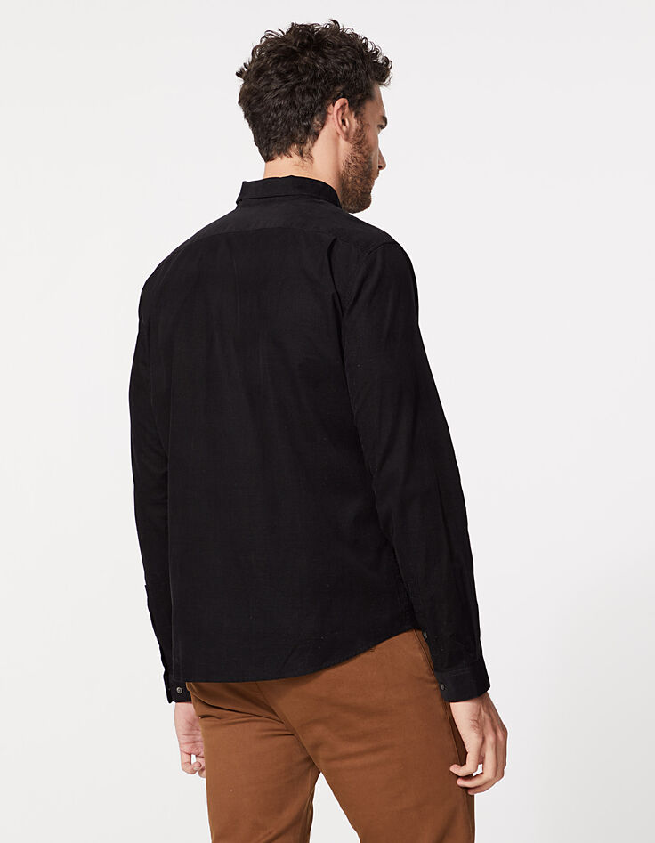 Chemise REGULAR noire en velours milleraies Homme-3