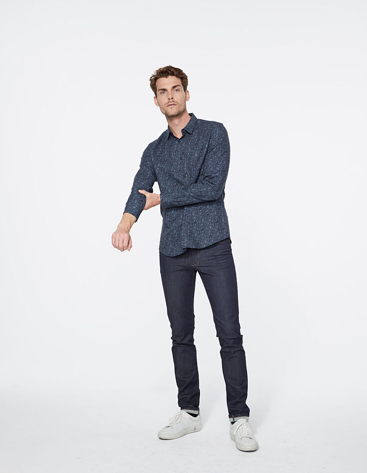 Camisa slim azul marino tela Liberty floral Hombre-7