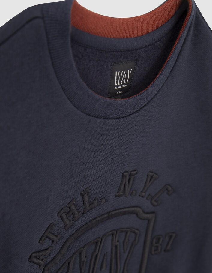 Boys’ navy sweatshirt with XL textured embroidery-6