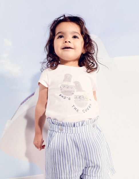 T-shirt rose coton bio visuel sandales bébé fille - IKKS
