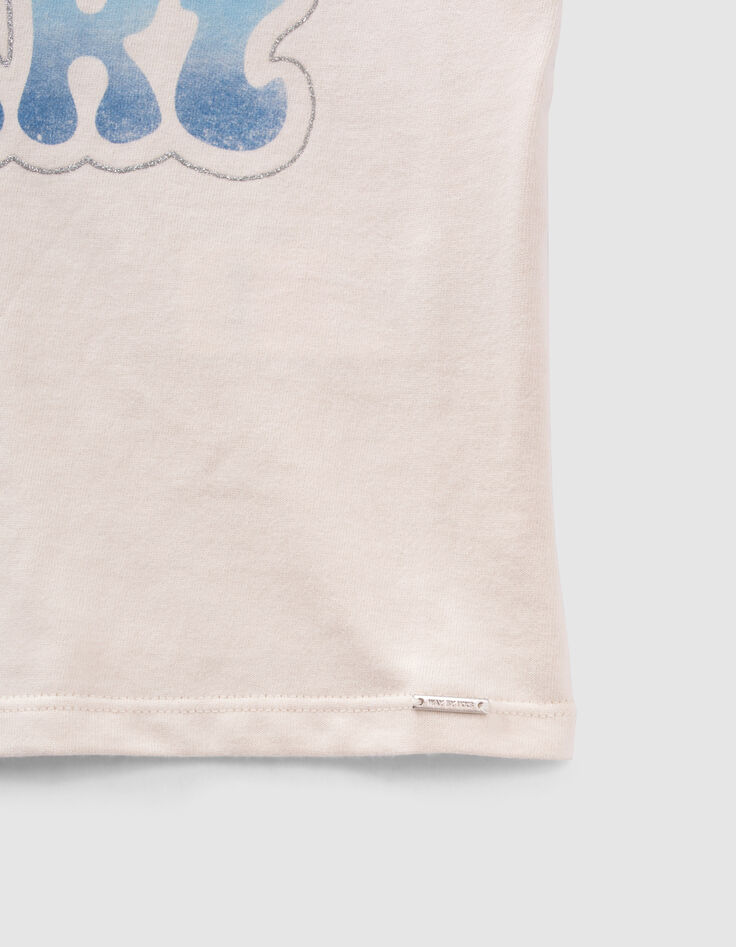 Ecru T-shirt met tekst vintagestijl meisjes-4