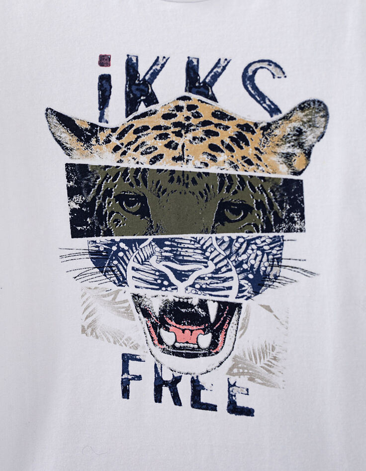 Boys' optical white leopard graphic T-shirt -2