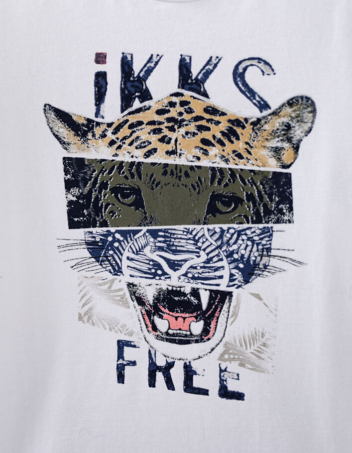 Optisch weißes Jungen-T-Shirt mit Leopardenprint  - IKKS