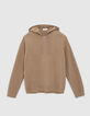 Beige Herrenstrickjacke mit Rei&szlig;verschluss und Kapuze-6