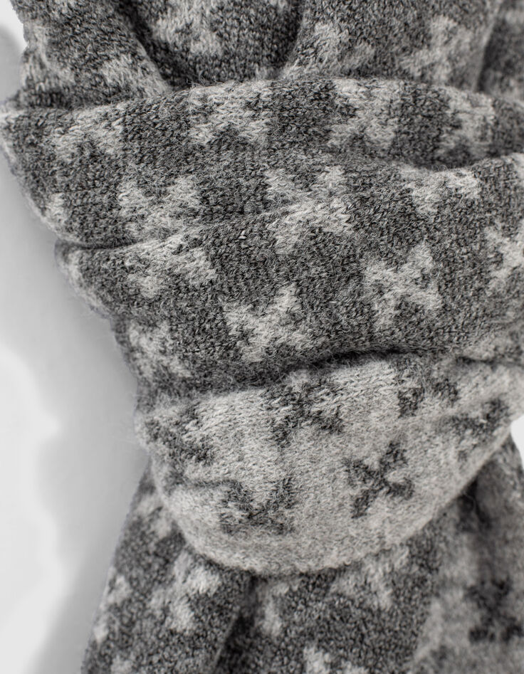 Echarpe en maille tricot logo IKKS gris femme-3