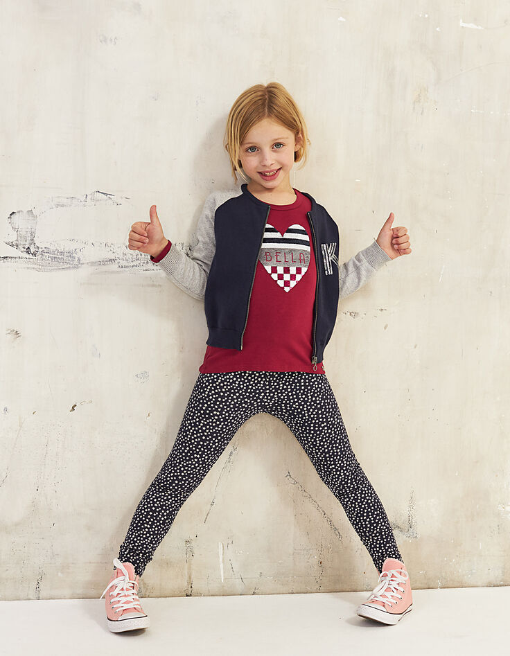 Leggings réversible marine et étoiles fille-1