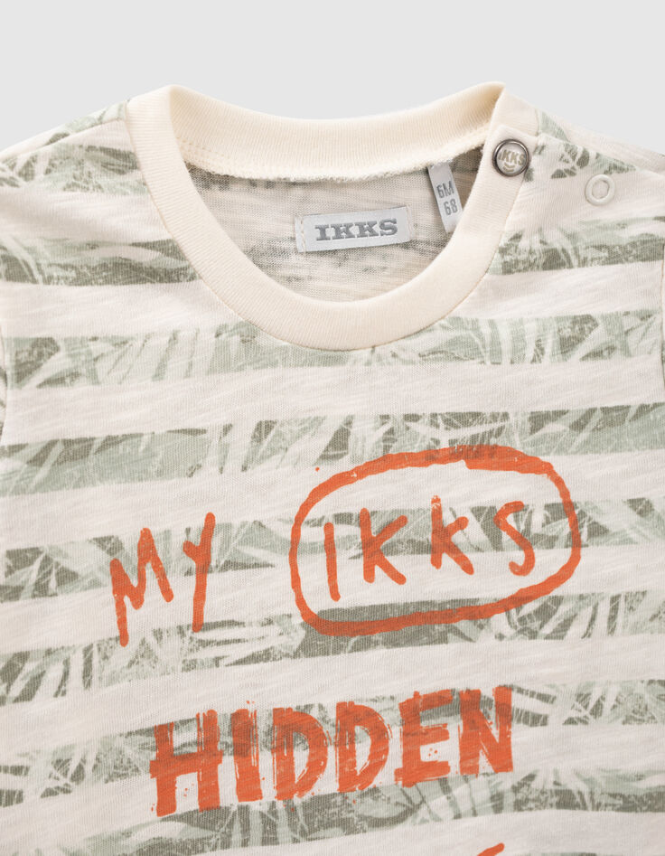 Baby boys’ ecru jungle stripe organic cotton T-shirt-3