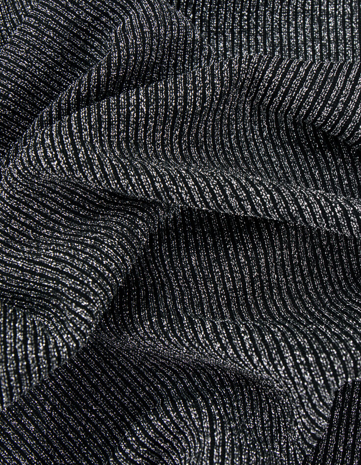 Silbernes Maxikleid aus geripptem Lurex-Netz für Damen-9