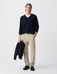 Pull marine tricot coton cachemire Homme-1
