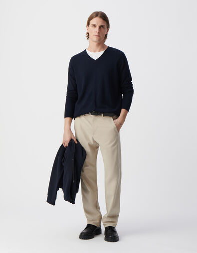 Pull marine tricot coton cachemire Homme - IKKS