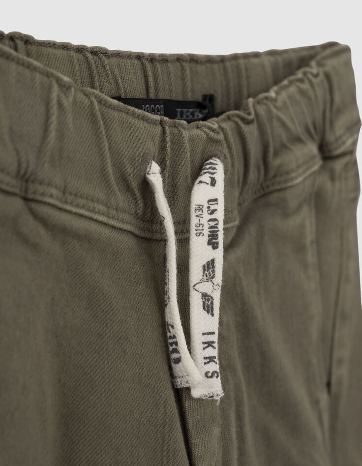 Pantalon kaki élastiqué forme battle garçon -7