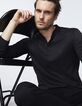 Men's black Interlock long sleeve polo shirt-1