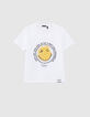 Wit T-shirt biokatoen print en borduursel SMILEYWORLD jongens-4
