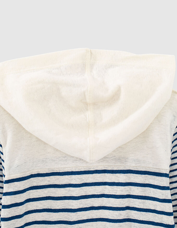 Tee-shirt marinière écru à capuche coton bio garçon-6 Tee-shirt marinière écru à capuche coton bio garçon-6