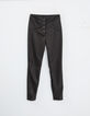 Pantalones skinny negros rock botones presión mujer-6