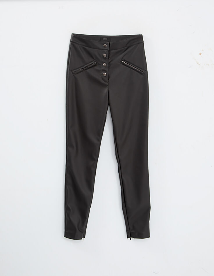 Pantalones skinny negros rock botones presión mujer-6