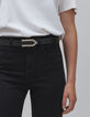 Ceinture noire cuir boucle chevron 1440 Femme-5