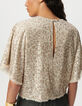 Beige top geborduurde gouden lovertjes vlindermouwen Dames-6