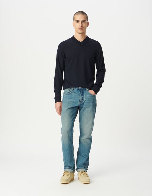 Blaue Washed-Herrenjeans Straight Serge - IKKS