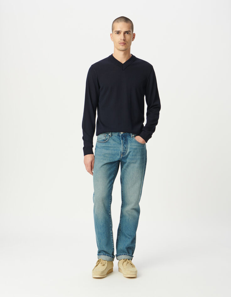 Jean droit bleu délavé Serge Homme-1