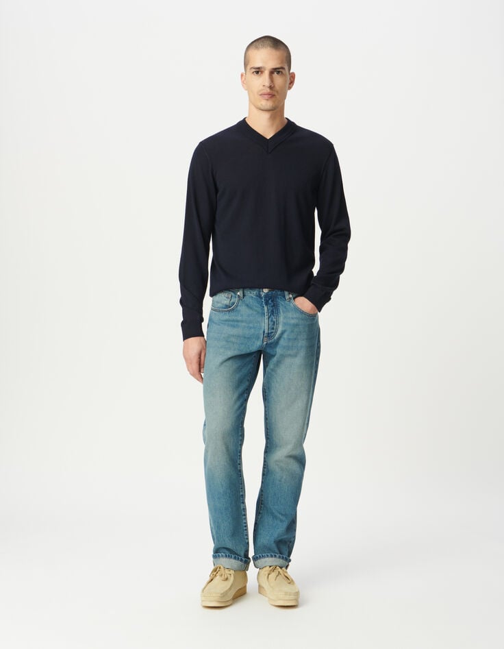 Jean droit bleu délavé Serge Homme-1 Jean droit bleu délavé Serge Homme-1