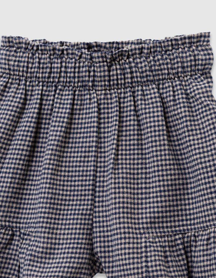 Short marine motif vichy à volants fille-2