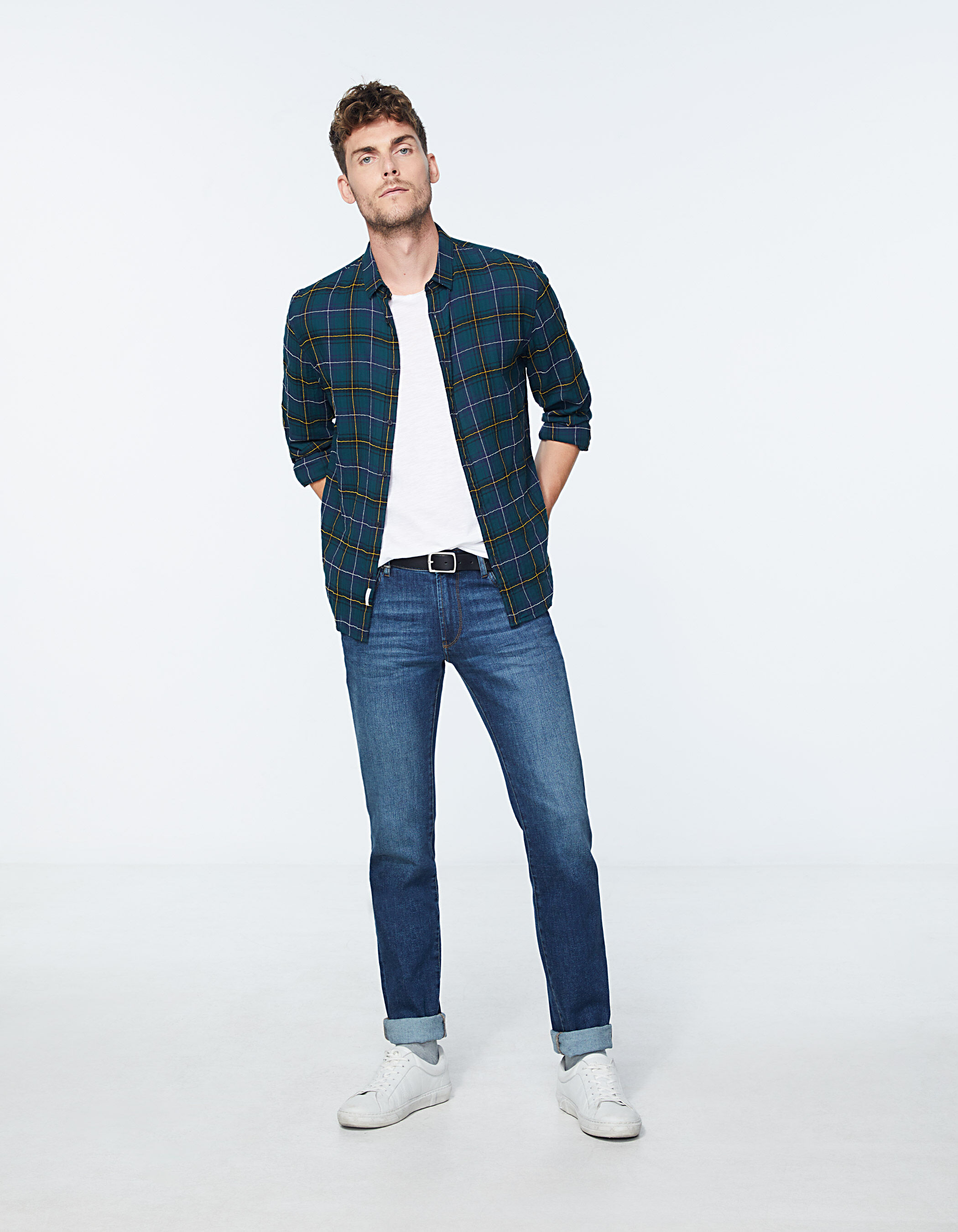 Camisa REGULAR marina de cuadros Hombre