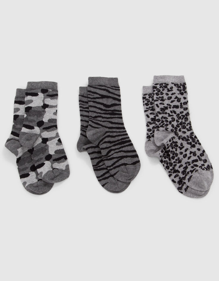 Calcetines grises y negros estampados mujer-1