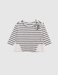 T-shirt marinière broderie oiseau bébé fille-1