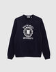 Marineblaues Herren-Sweatshirt, Wappen, Campus-Optik, Bio-5