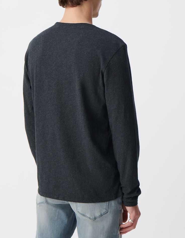 T-shirt L'Essentiel anthracite col rond &agrave; manches longues Homme-2