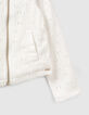 Cardigan blanc cassé en dentelle esprit motard fille-4