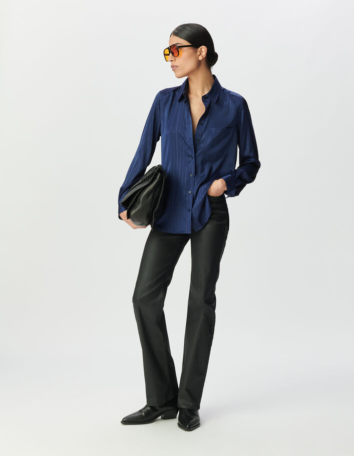 Camisa fluida azul marino rayas mujer IKKS