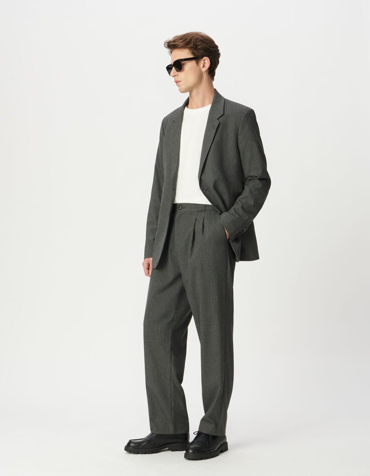 Men’s grey pinstripe suit trousers-1 Men’s grey pinstripe suit trousers-1