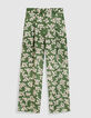 Pantalon large vert imprim&eacute; feuilles Femme-6