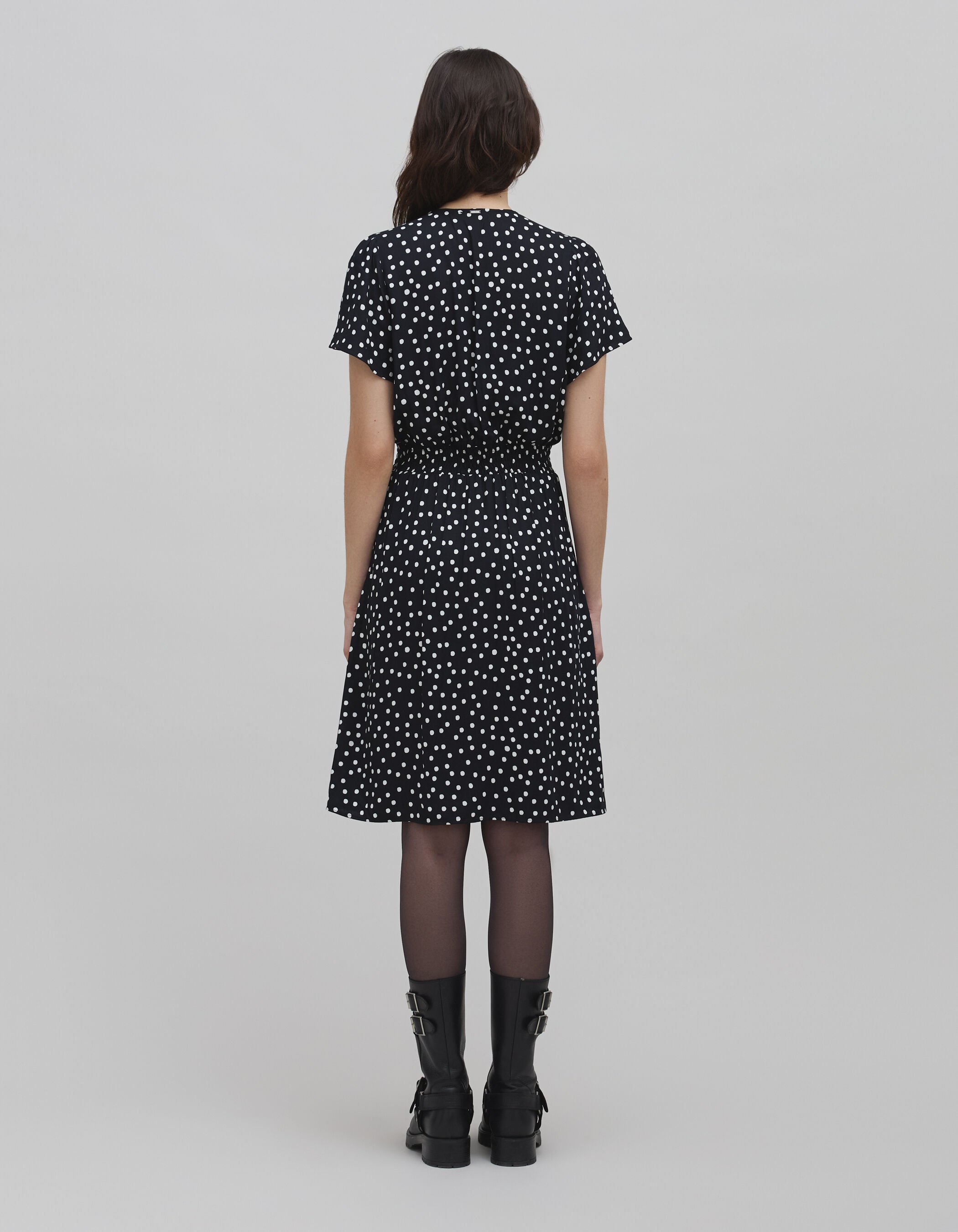Robe noire LENZING ECOVERO imprime pois Femme IKKS