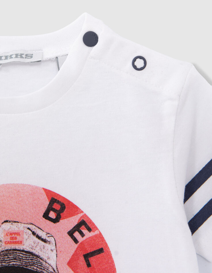 Baby boys' off-white T-shirt with leopard image-5