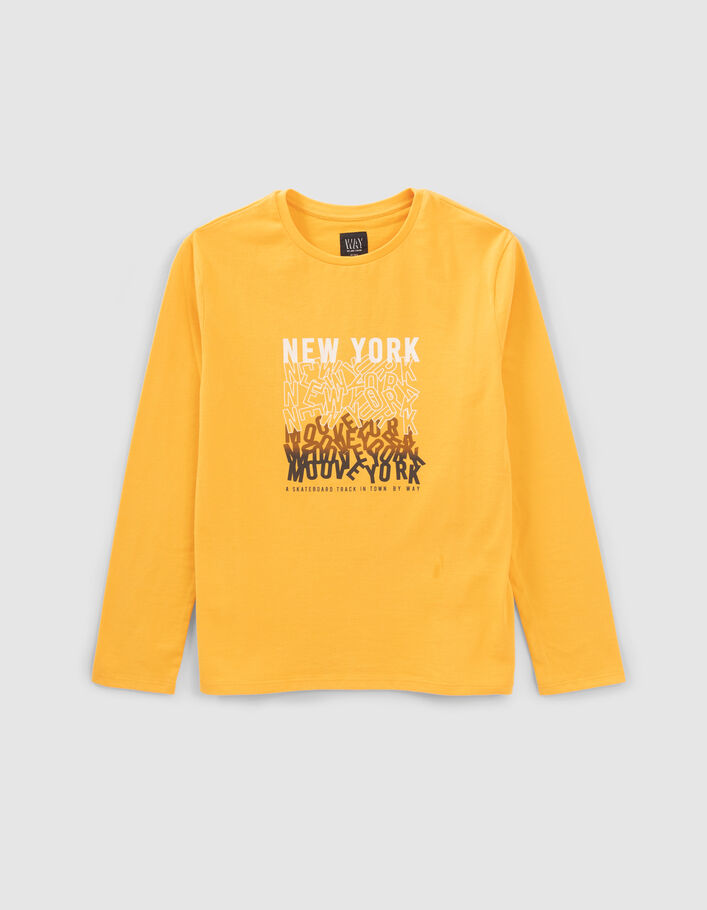 Boys’ yellow letter marking organic cotton T-shirt-1