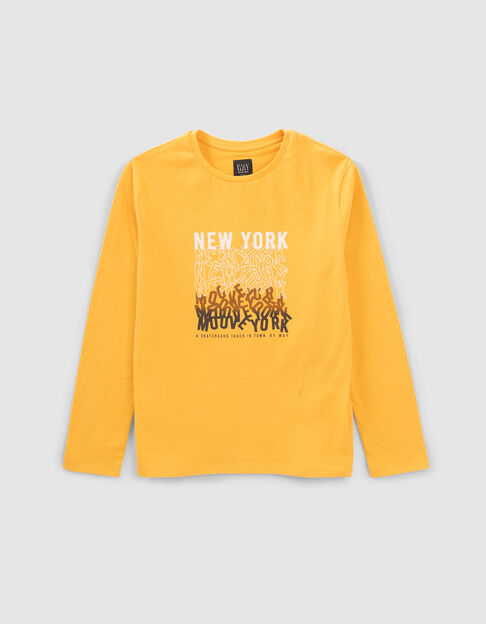 Boys’ yellow letter marking organic cotton T-shirt - IKKS