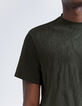 Kaki T-shirt jacquard camouflagemotief Heren-3