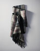 Grauer und schwarzer Herrenschal doppelseitiges Karomuster-1
